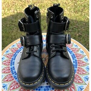 Dr. Doc Martens Women's Size 5 Bex Double 1460 Strap 8-Eye Lace Up Black Boots